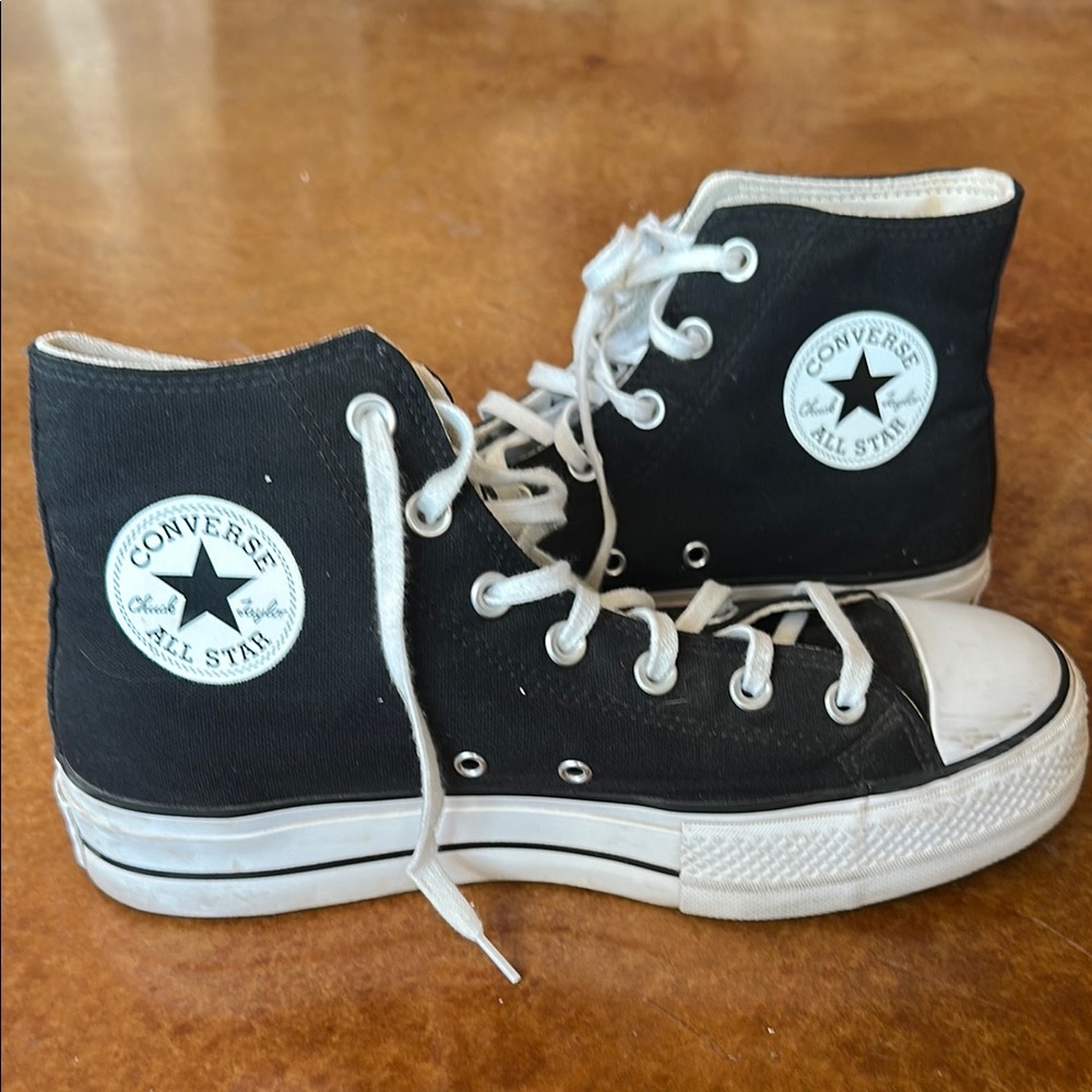 Converse High-Top Black Platform Chuck Taylor Sneakers